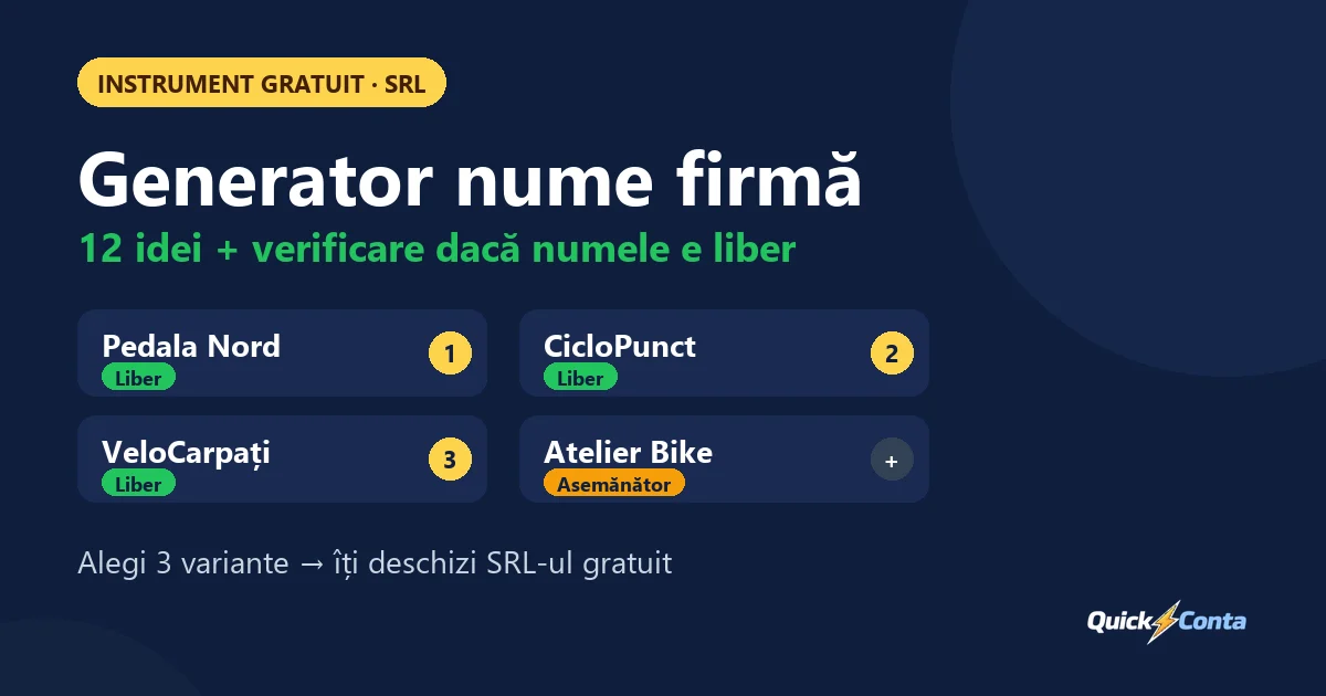 Generator nume firmă: 12 idei de denumire și verificare dacă numele e liber